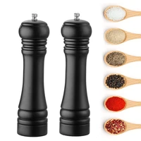 2 piece 8 salt and pepper grinder solid wood spice pepper mill with strong adjustable ceramic grinder carbon steel grinding