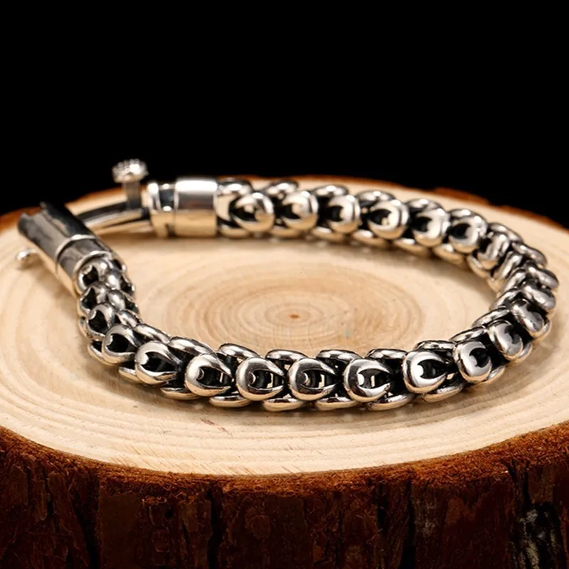 ZABRA Готический настоящий 925 проба серебряный браслет с драконьей чешуей для мужчин, высокополированный винтажный панк-рок браслеты ювелирные изделия для мужчин.