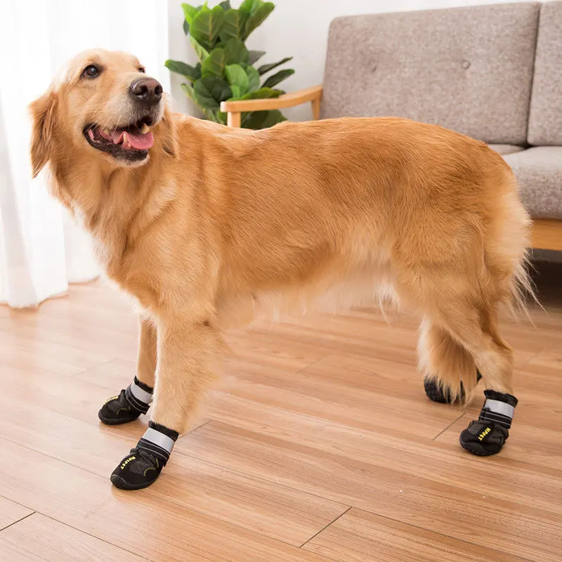 Ботинки для собак водонепроницаемая обувь больших со светоотражающей липучкой