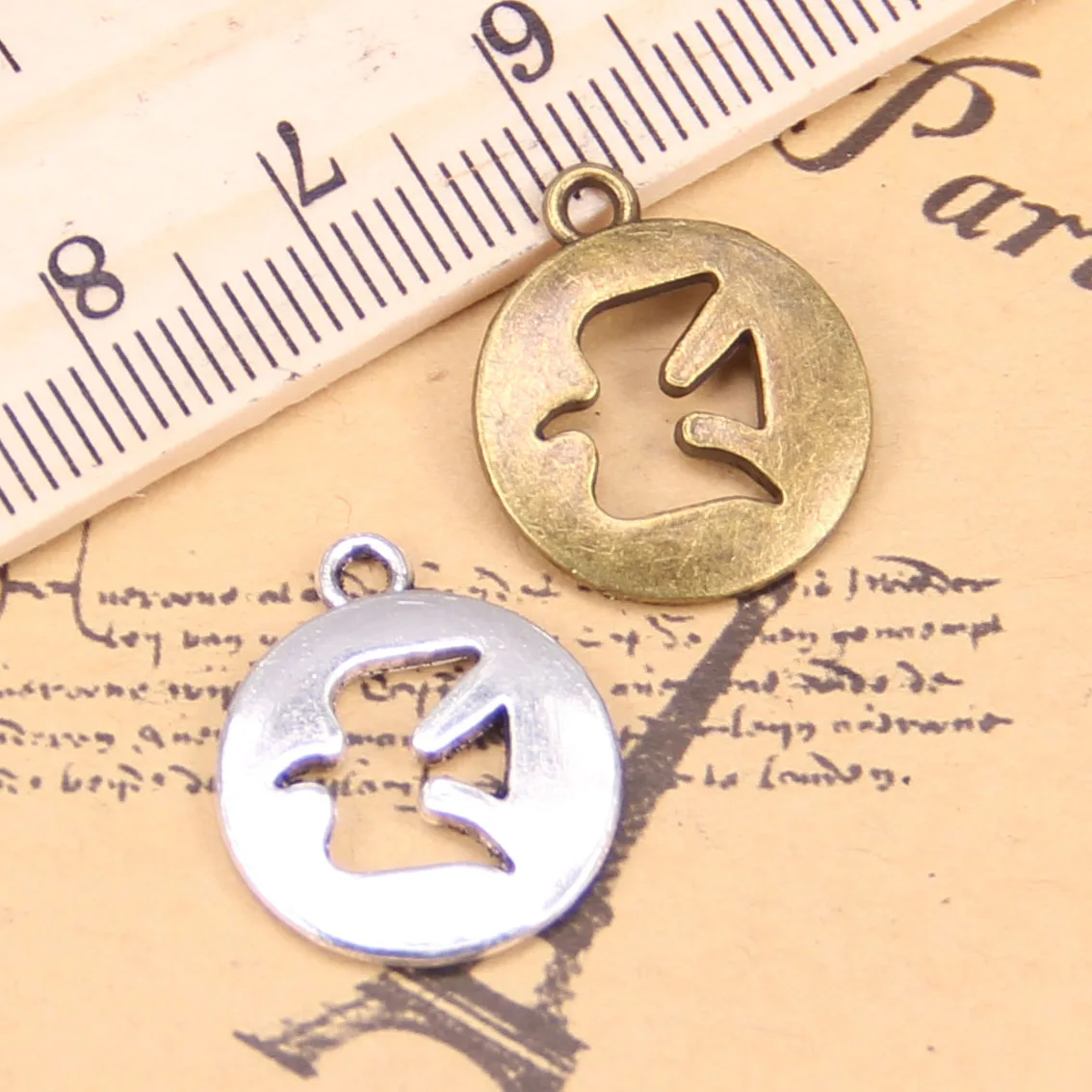 20шт Подвески мир голубь вырезанные 15 мм фотообои винтажные DIY для браслета