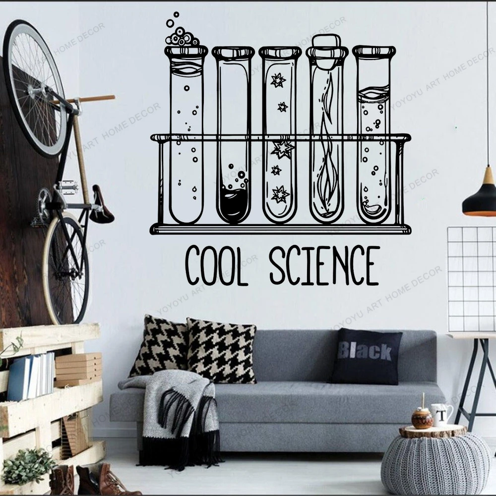

Vinyl Sticker Chemistry Classroom Decor Home Interior Design Bedroom Mural Laboratory Wall Decal Cool Science Test Tube CX1489