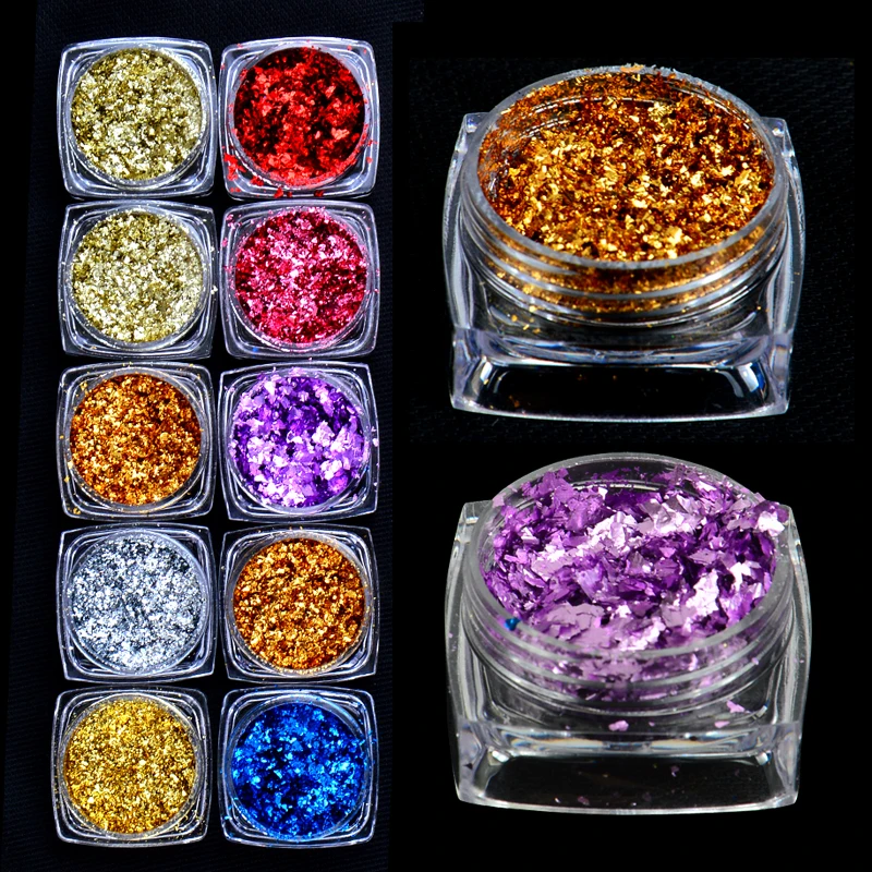 

ВФГ 1 коробка хлопья гвоздь Алюминий украшенная сияющими блестками зеркало Блестки для ногтей Пудра пайетками художественного оформления ...