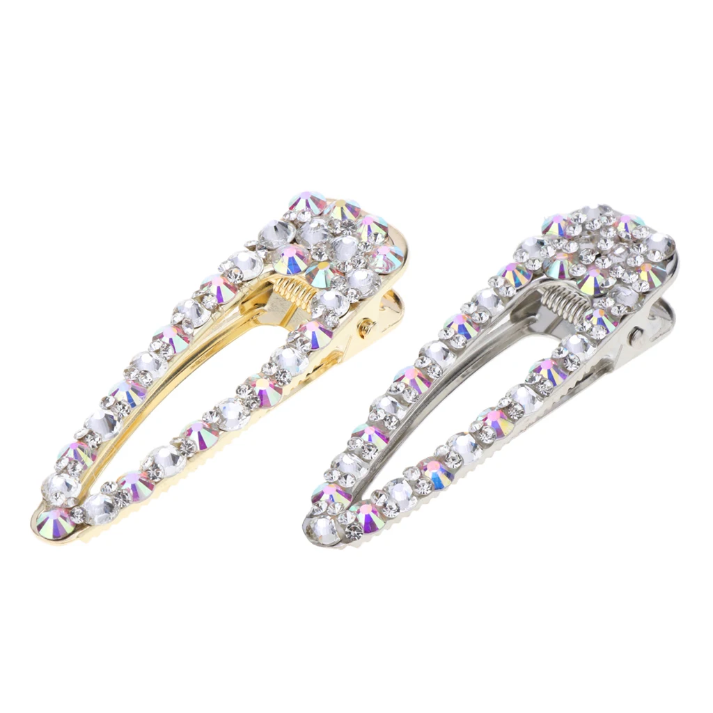 

2pcs Alloy Rhinestone Crystal Hair Clip Pin Clasp Hair Accessories Barrette