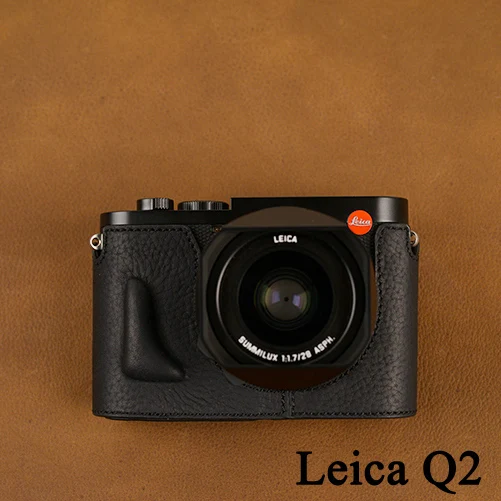 AYdgcam ручной работы из натуральной кожи чехол для камеры половина тела для Leica Q Typ 116 Leica Q2 Нижняя крышка ручка винтажный Чехол - Цвет: Black Q2