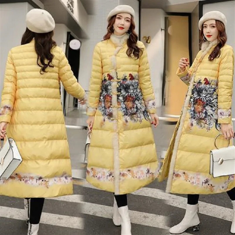 Женская одежда с принтом теплые толстые зимние женские парки пальто в азиатском