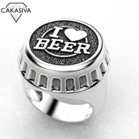 925 silver creative beer bottle cap ring for men and women party gift jewelry ring wholesale