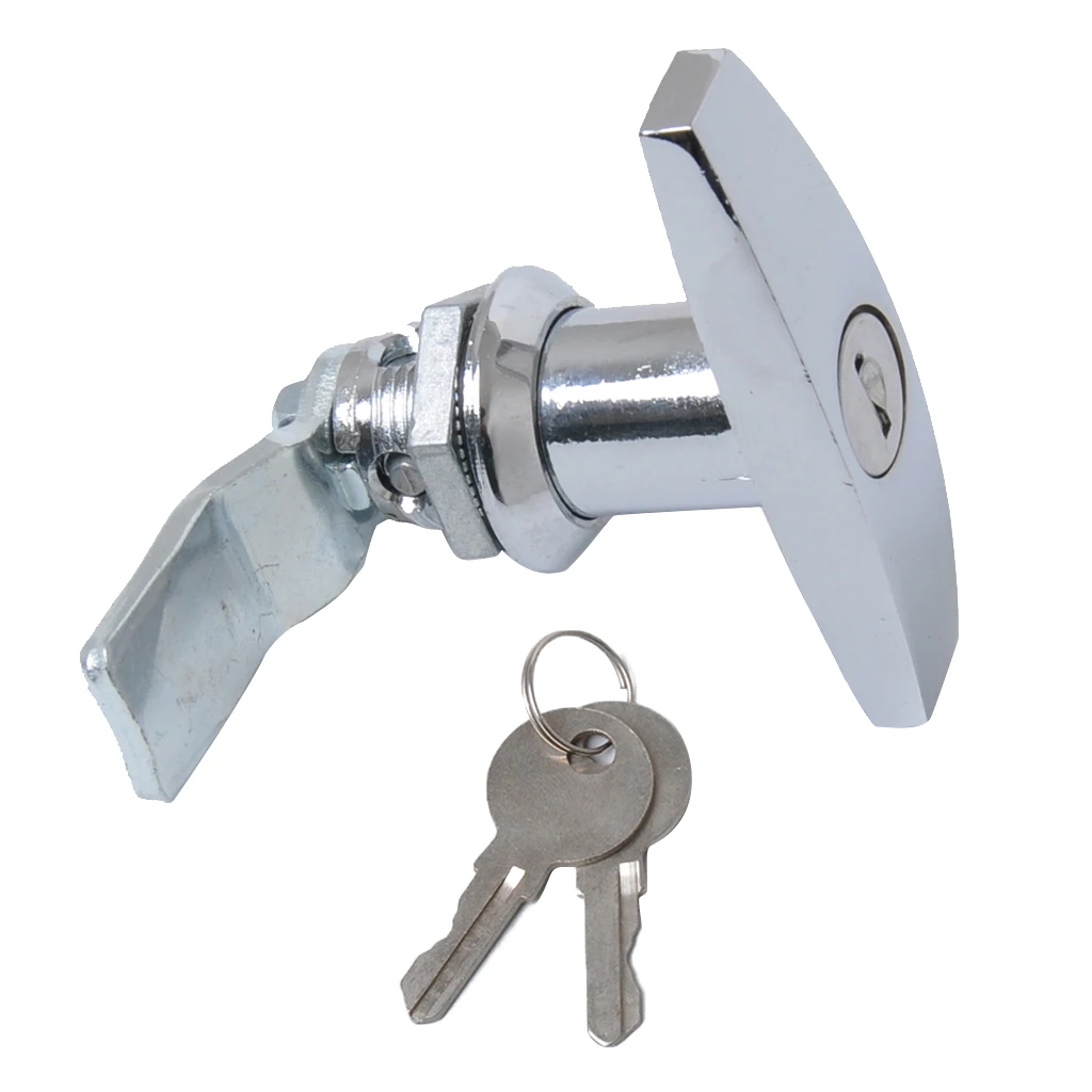 Silver Safe Garage Door Opener T Handle Lock With 2 Keys For Toolbox Cabinet | Marine Hardware