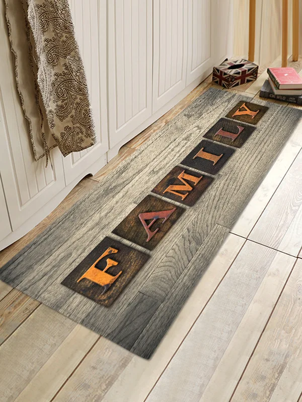 

Kitchen Mat Wood Grain Printed Doormat Non-slip Floor Mat For Living Room Family Door Mats Entrance Decoration Floor Mat Carpet