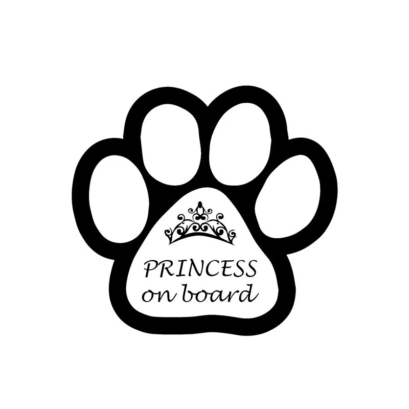 

Creative Paw Print Princess on Board Decal Waterproof Sunscreen Vinyl Car Sticker Decoration Decals Black/white,12cm*11cm