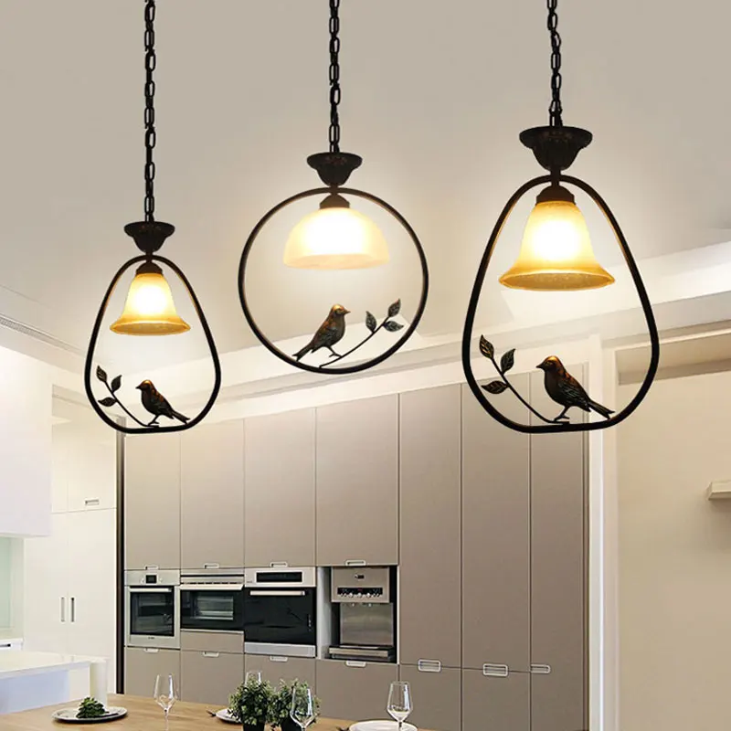 

Nordic Restaurant Chandelier Bird Decorative Lamp Personality Bar Table Lamp Kitchen Corridor American Country Glass Droplight