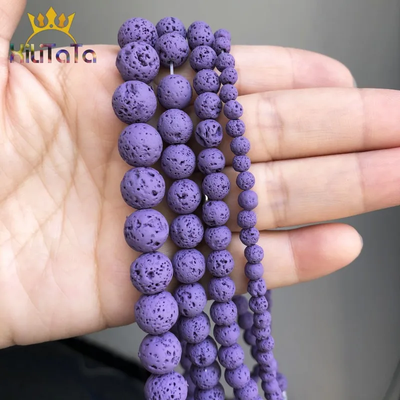 Бусины из натурального камня фиолетовая лава гематит круглые бусины для