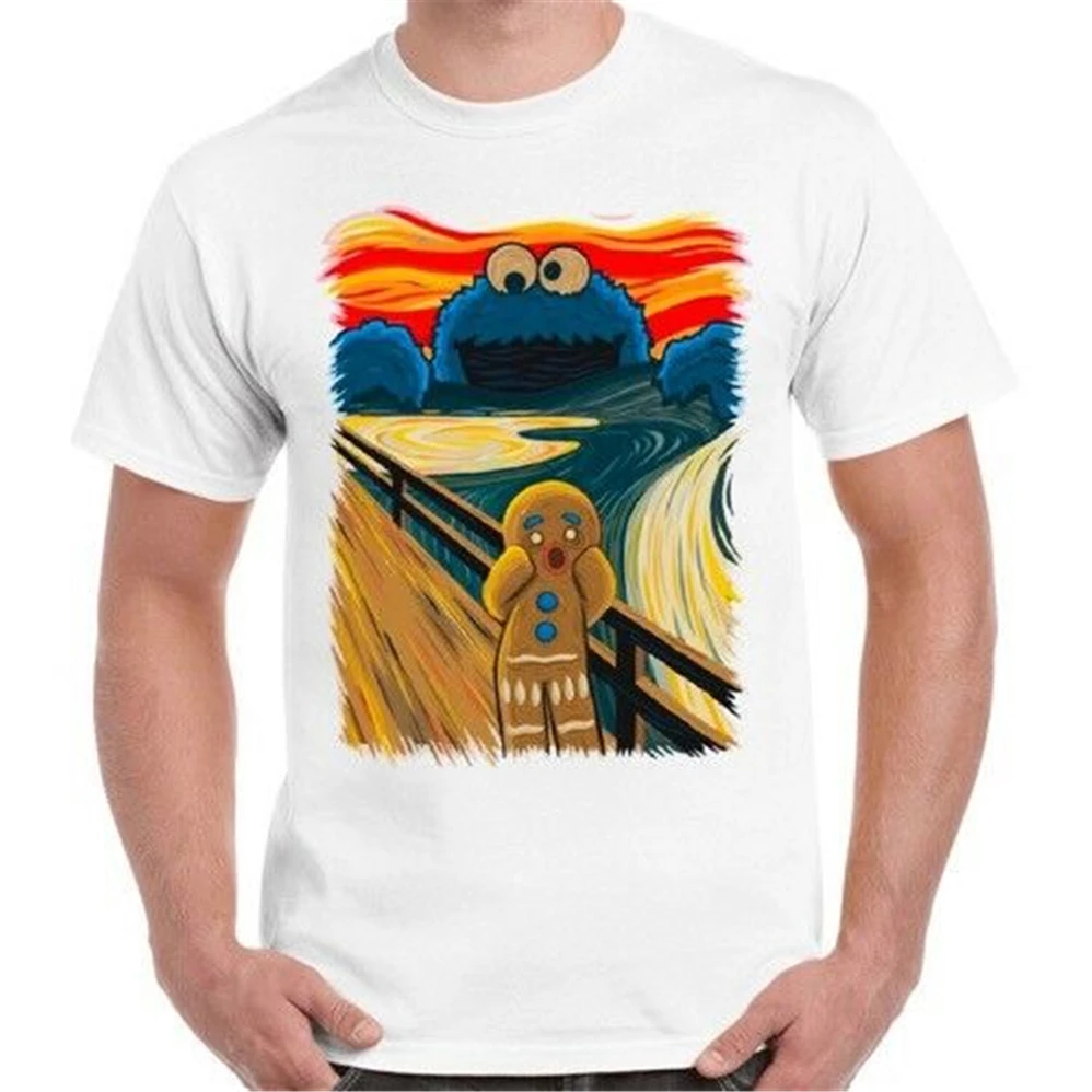 Футболка в стиле ретро с надписью Gingerbread Man Cookie Monster The Scream 2272 стильная футболка на