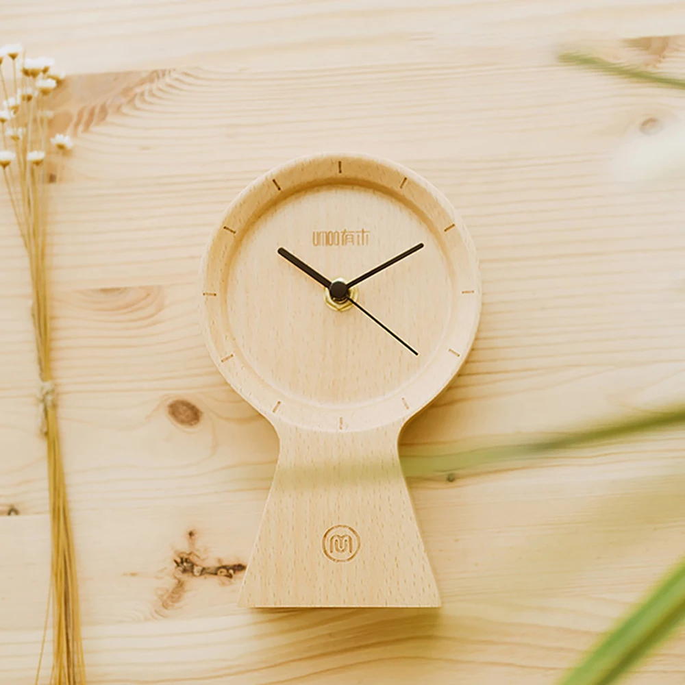 Alarm Clock Handmade Wood Eco-friendly Material Sunny Silent Non Ticking Wooden for Office Home Bedroom Living Room | Дом и сад