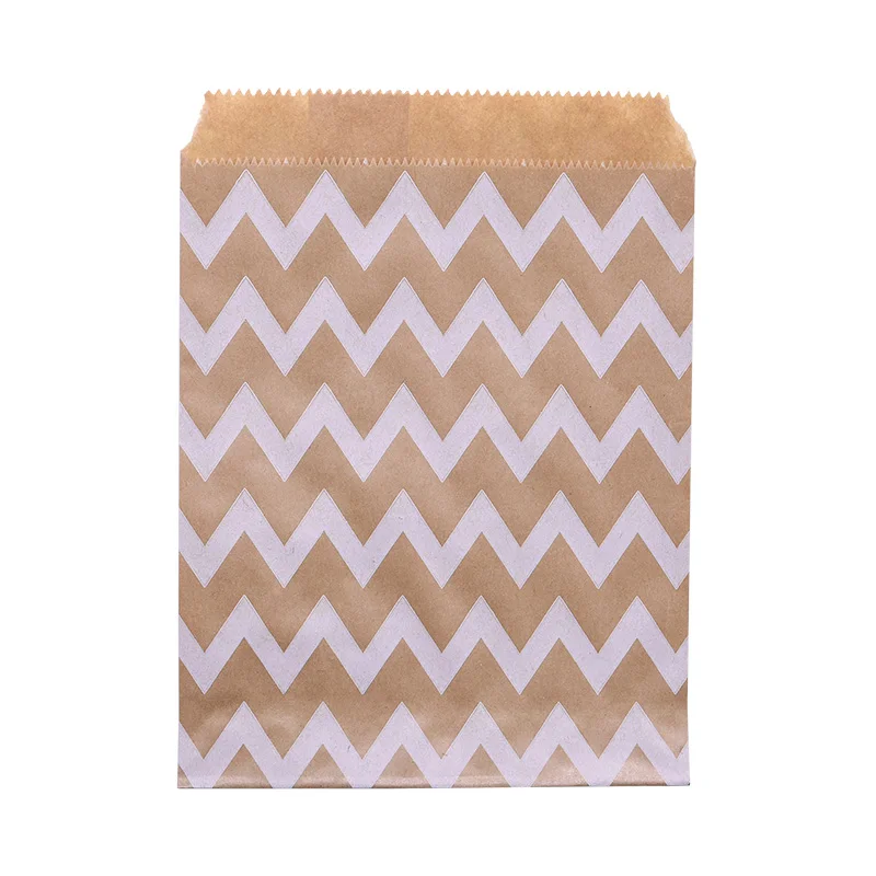 B02 25pcs Kraft Paper Bags Treat Candy Bag Chevron Polka Dot Bags for Wedding Birthday Xmas New Year Party Favors Supplies Gift Bags - Цвет: B02