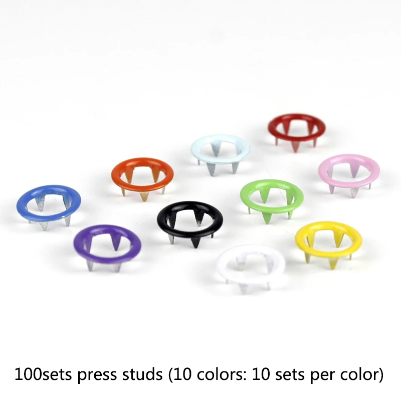 Металлический штырь 9 5 мм 100 комплектов зажимы для колец без пришивания Детские