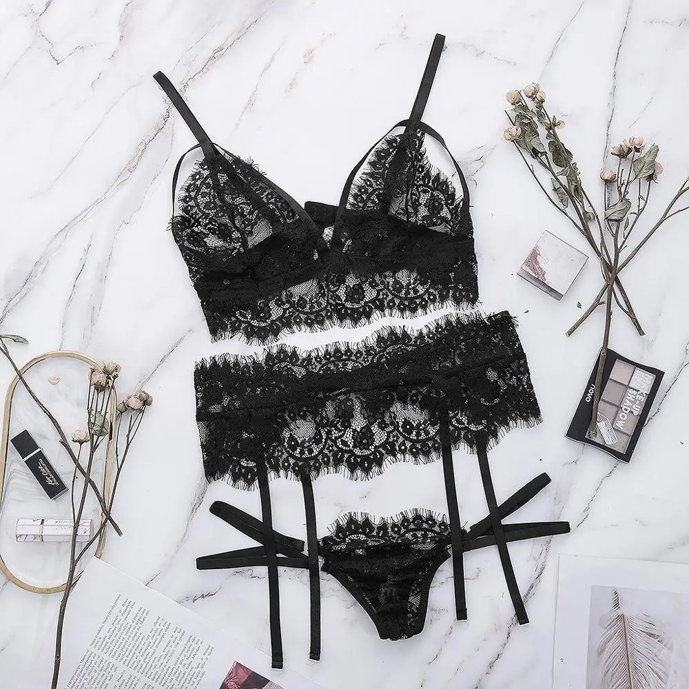 Экзотические пижамы большого размера плюс подвязка Новое сексуальное кружевное