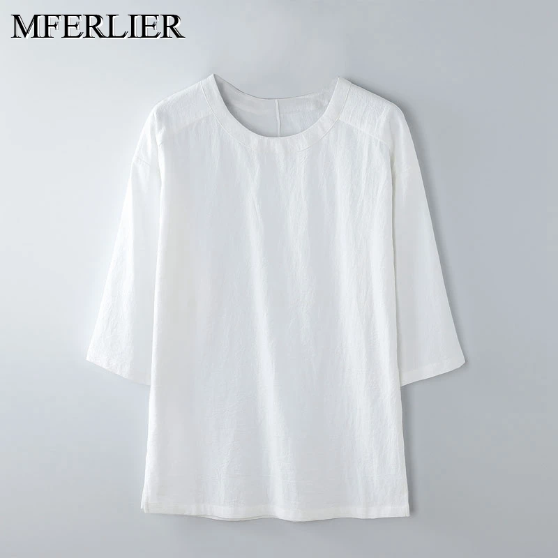 

Summer Plus size men tshirt 5XL 6XL 7XL 8XL 9XL 10XL bust 157cm Loose cotton linen tshirt men 2 colors