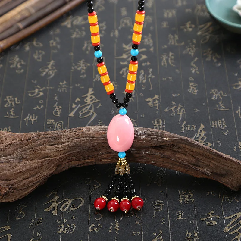Women Lady Vintage Long Pendant Necklace Handmade Ethnic Beads Sweater Chain Jewelry | Украшения и аксессуары