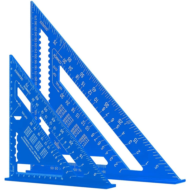 

2 Pack Triple-Cornered Ruler,7 Inch And 12 Inch Triple-Cornered Ruler, Square Protractor, Triple-Cornered Ruler