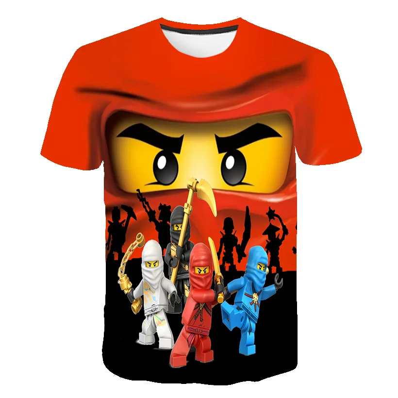 

3D Printing Lego Ninja T-shirt Cartoon Anime Boy T-shirt Summer Boy Girl T-shirt 4T-14T Soft Baby Clothes Casual O-neck Blouse