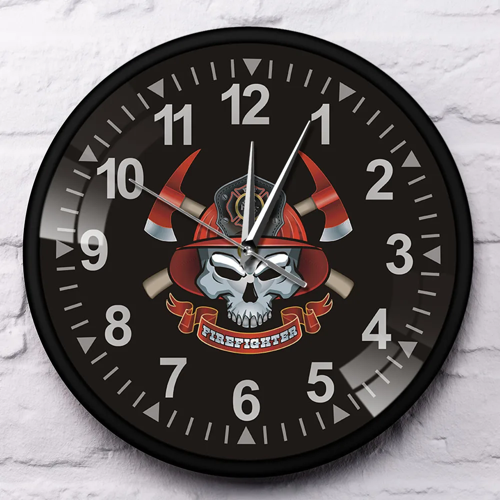Пожарный череп дизайнерские настенные часы пожарный с перекрёстными сегментами
