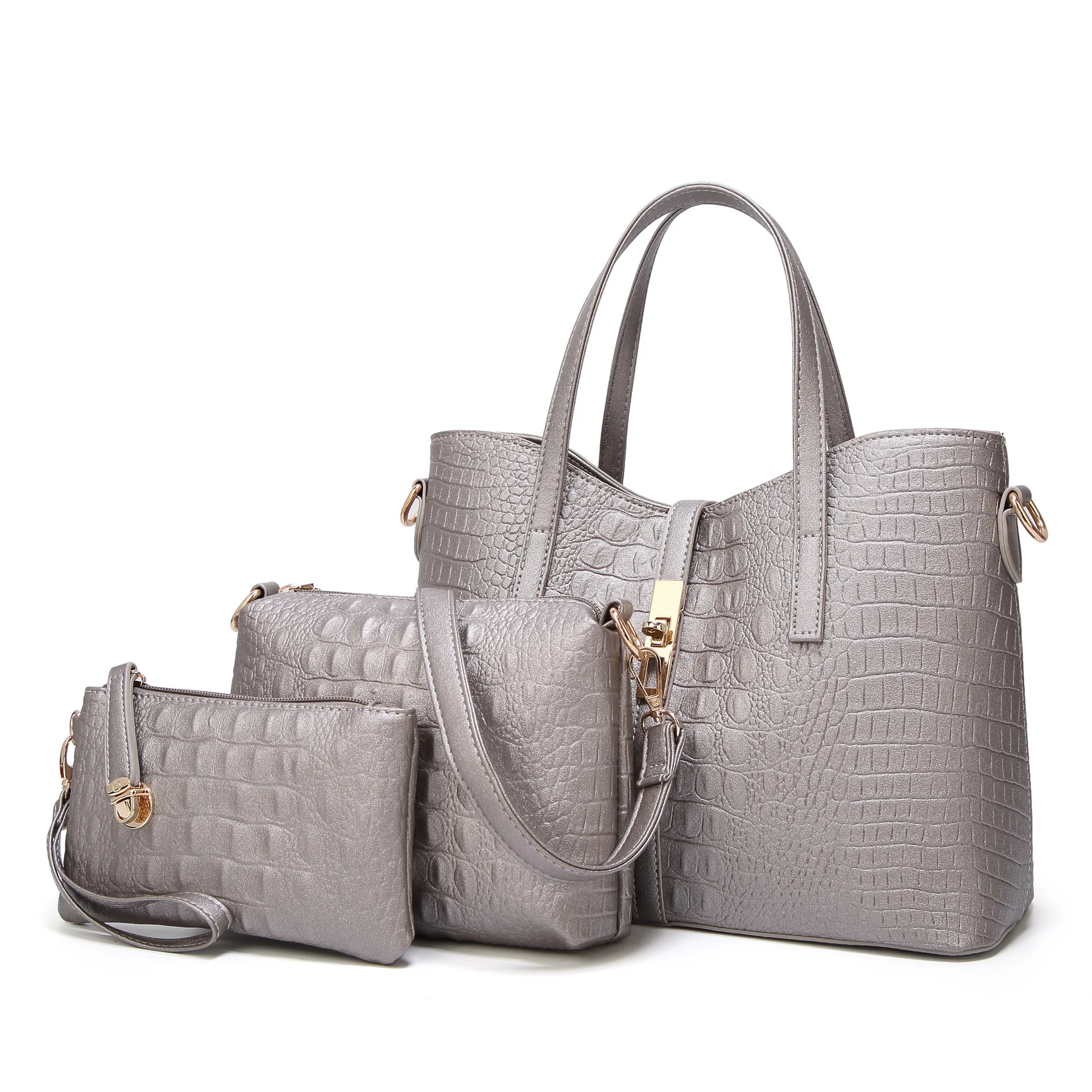 

Three-piece New 2021 Fashion Women Leather Handbag Female Crocodile Pattern Shoulder Crossbody Bag Brand Ladies Messenger Bags