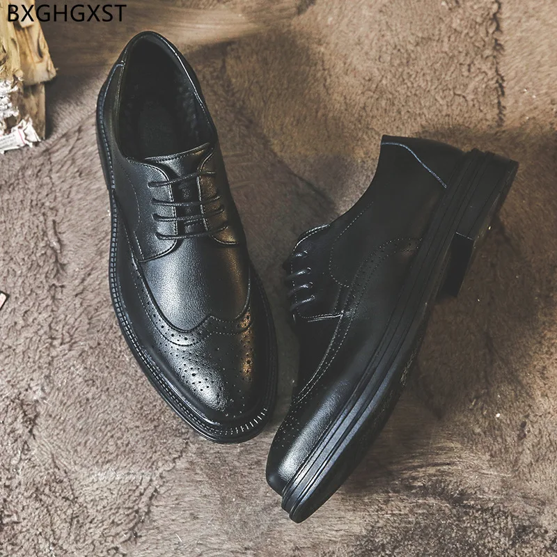 

Formal Men Dress Shoes Leather Brogue Shoes Men Brown Oxford Shoes for Men Black Office 2023 Zapatos De Hombre Chaussure Homme
