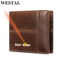 westal wallet male genuine leather short wallet mens vintage cow leather casual man wallets purse standard card holders 8064