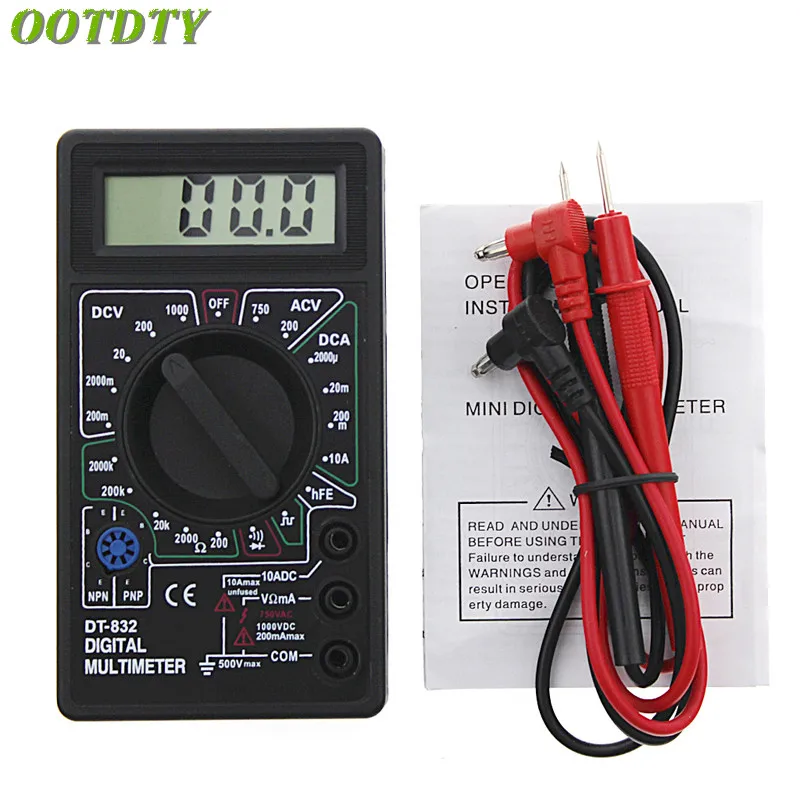 OOTDTY Профессиональный DT832 мини цифровой мультиметр ЖК-дисплей DC AC Вольтметр