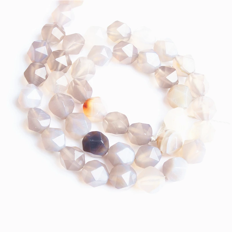 

Lingxiang naturally carves small flat Grey agate loose beads for jewelry DIY stone bracelets and necklaces