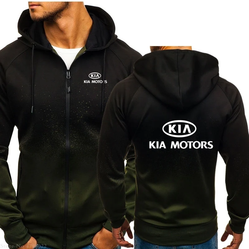 

NEW Men Fashion Hoodies Mens Casual KIA motors sweatshirt Brand Hoody Men's zipper coat High Quality