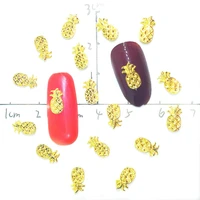 3d nail decoration sticker gold pineapple shape manicure charm alloy nails bling charms for manicure decorations flat hawaii