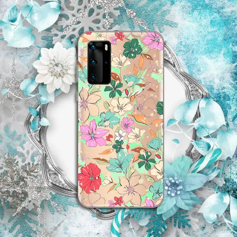 

Luxury 3D Relief Flower C Phone Case Transparent for Huawei P honor 8 10i 20 30 40 smart 2019