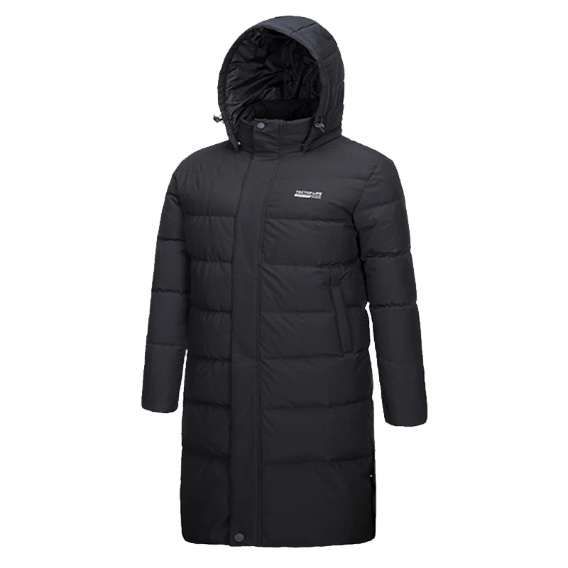 Новая зимняя теплая пуховая куртка с капюшоном длинная на утином пуху Мужская