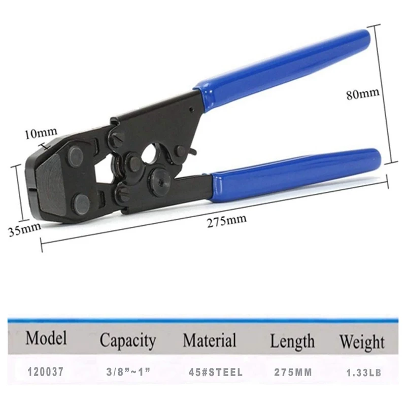 Инструмент для закрепления Pex Cinch с режущим инструментом 1/2 дюймовыми 22 шт. и 3/4 10