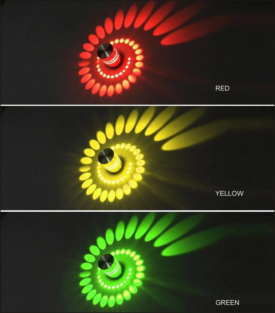 RGB спиральный с отверстиями светодиодный настенный светильник 3 Вт диммируемая