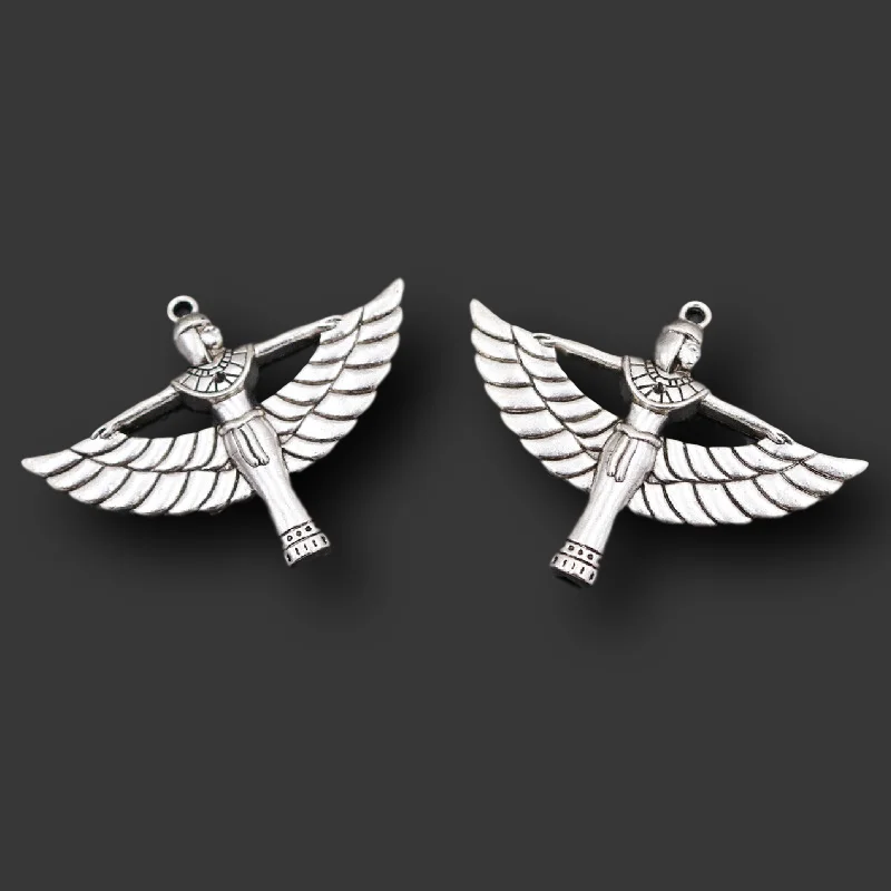 

4pcs Silver Plated Spreading Wings Angel Pendants Retro Necklace Accessories DIY Charms For Jewelry Crafts Making 56*42mm A2084