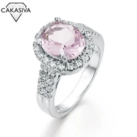 egg ring with diamonds pink zircon engagement hand jewelry for women silver 925 ring