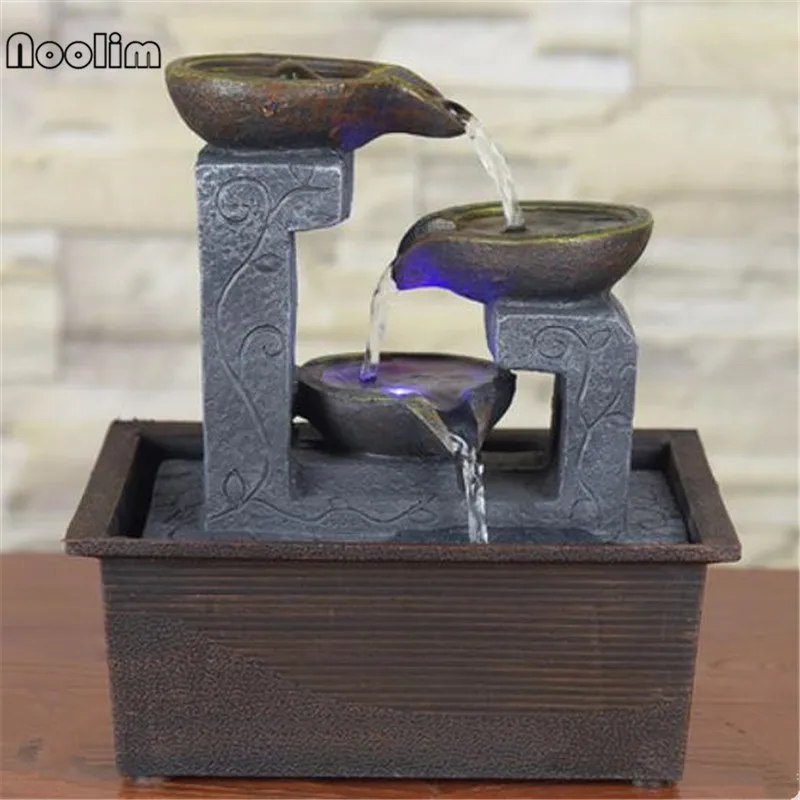 Resin Indoor Lucky Desktop Water Fountain Small Ornaments Humidifier Feng Shui Waterscape Wheel Home Decoration Wedding Gifts | Дом и сад