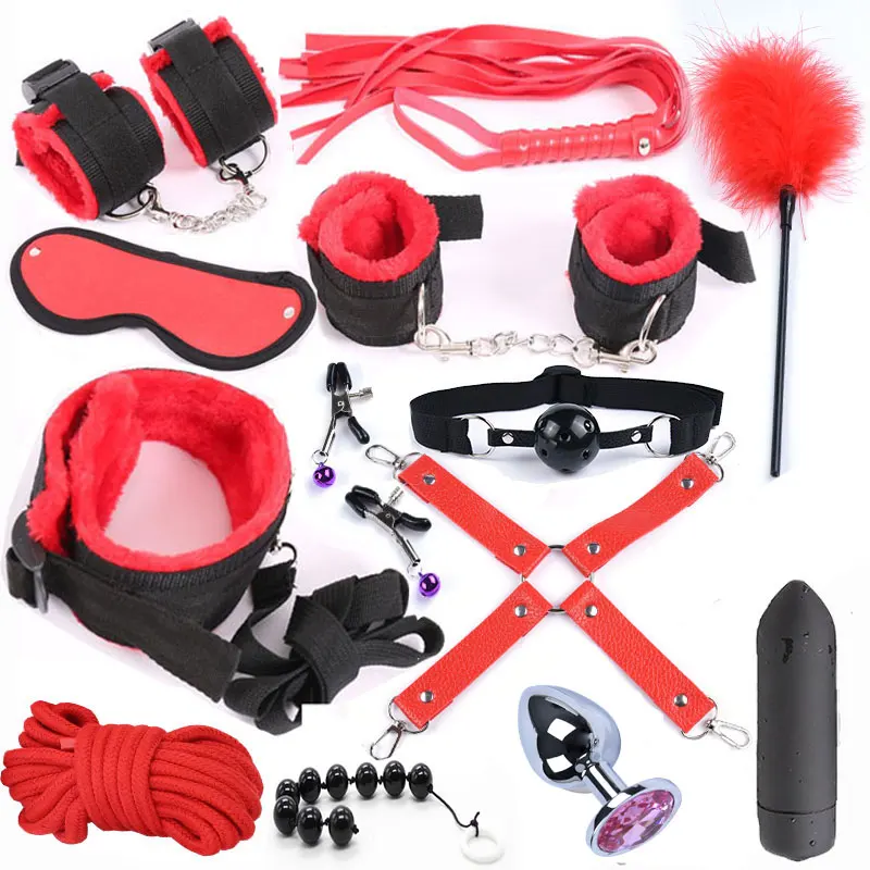 13 шт./компл. стимулирующие связывание нейлоновые плюшевые БДСМ наручники плетка