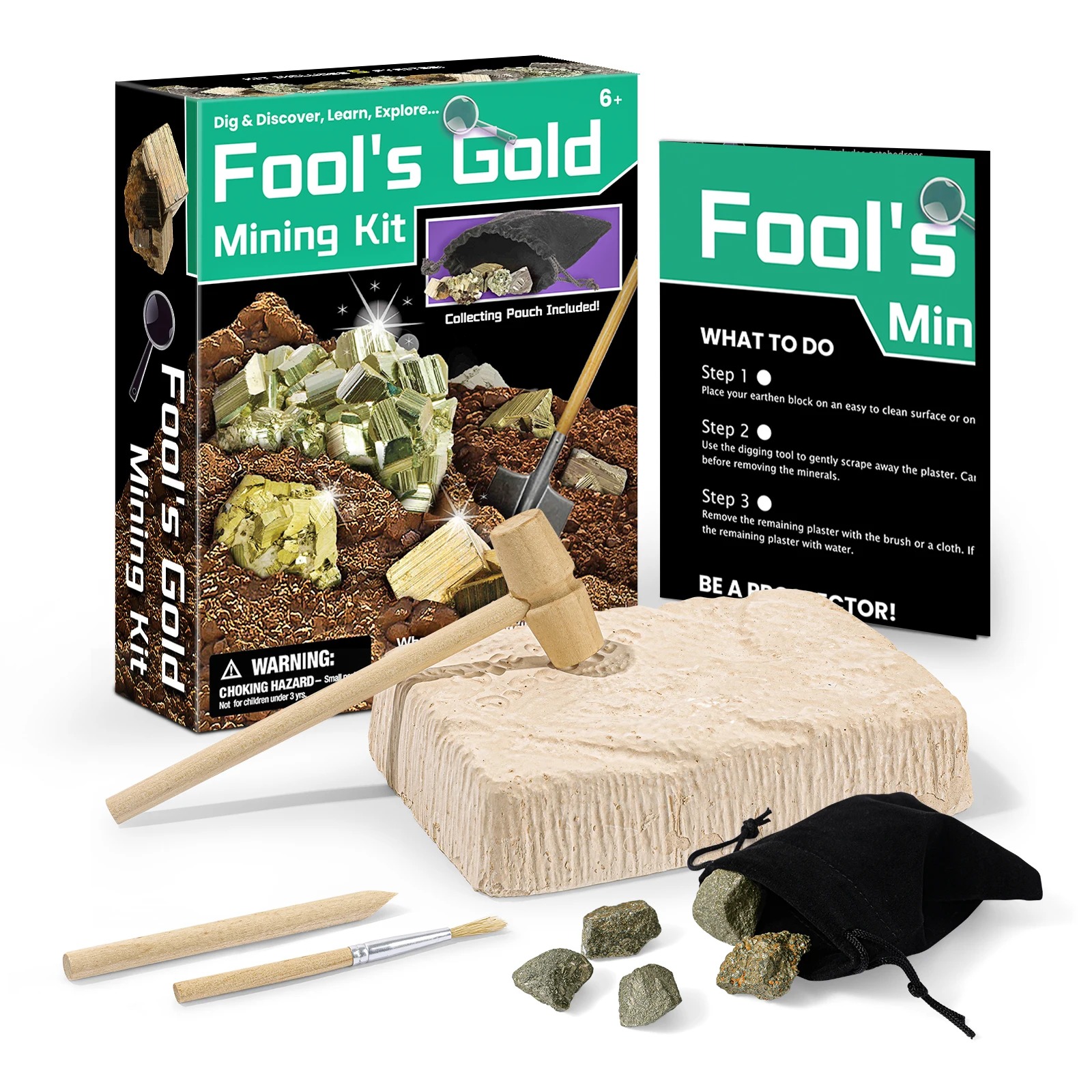 

Fool’s Gold Dig Kit for Boys & Girls - Dig Up 5 PCS Pyrite Mineral for Kids Party Science & Archaeology Education STEM Toys