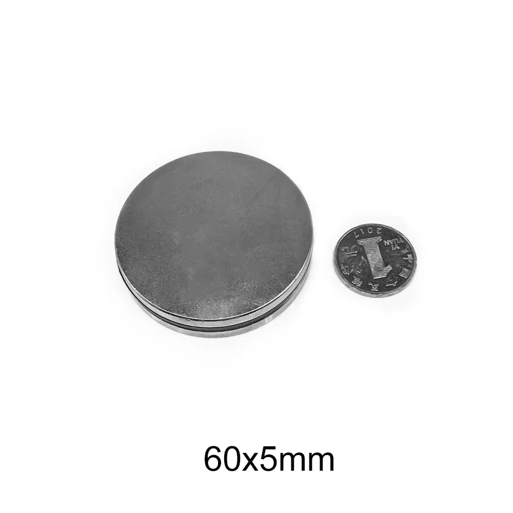 1/2/3 шт. 60x5 большой Сильный цилиндр Редкоземельный Магнит 60 мм X 5 Круглые