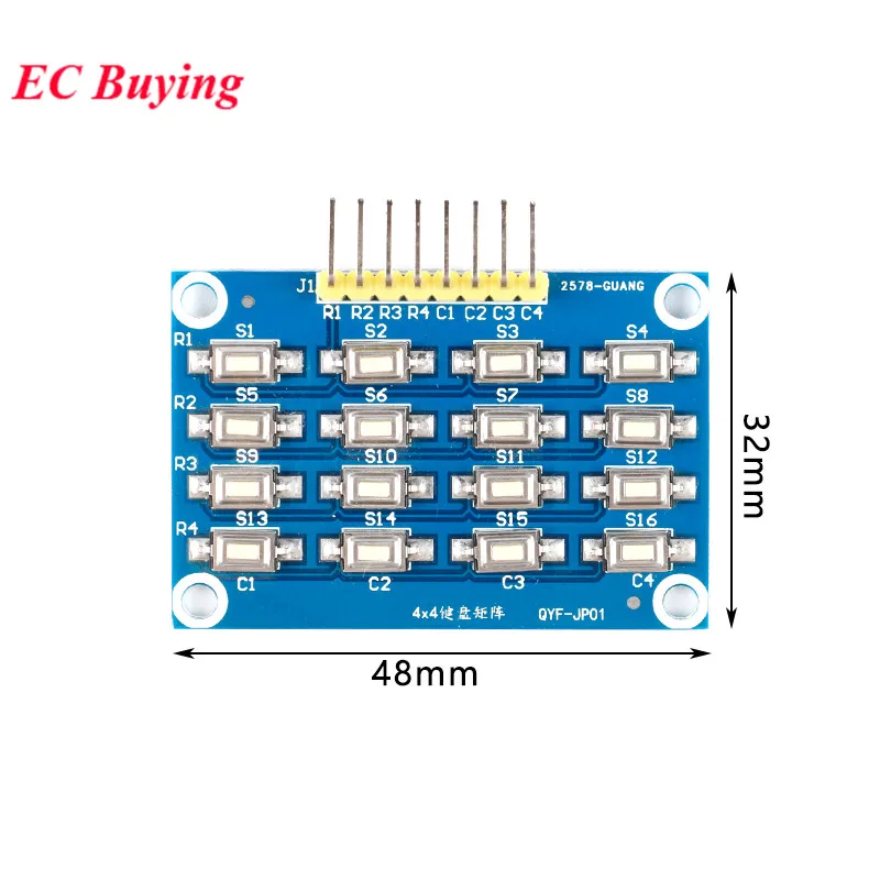 Матричный модуль для клавиатуры 4*4 4x4 16 клавиш макетная плата MCU 3 В 5 Arduino