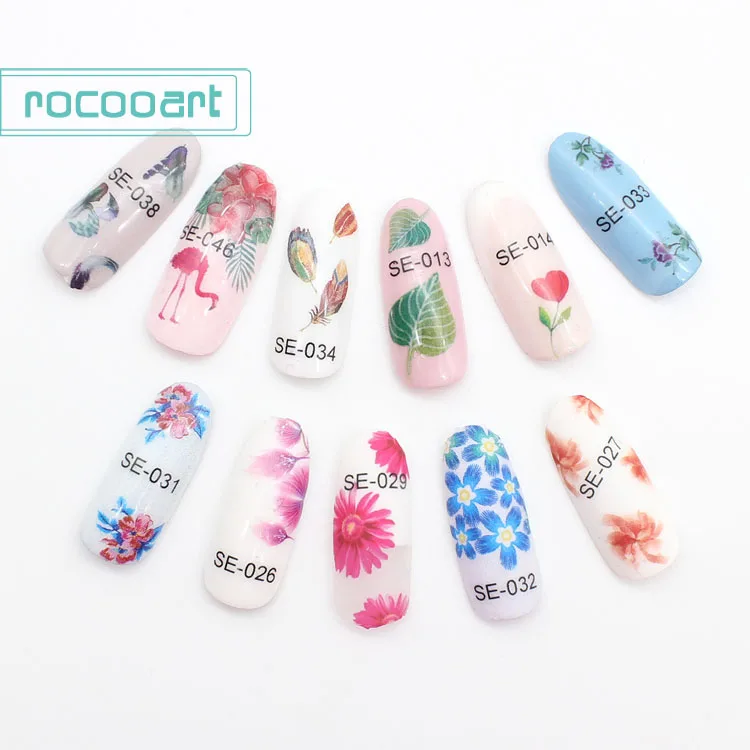 

Latest 2020 SE Series Women Nail Art Stickers 3D Nail Art Decoration Self-adhesive Tip Stickers Flower Leaf Flamingo Nail Decals