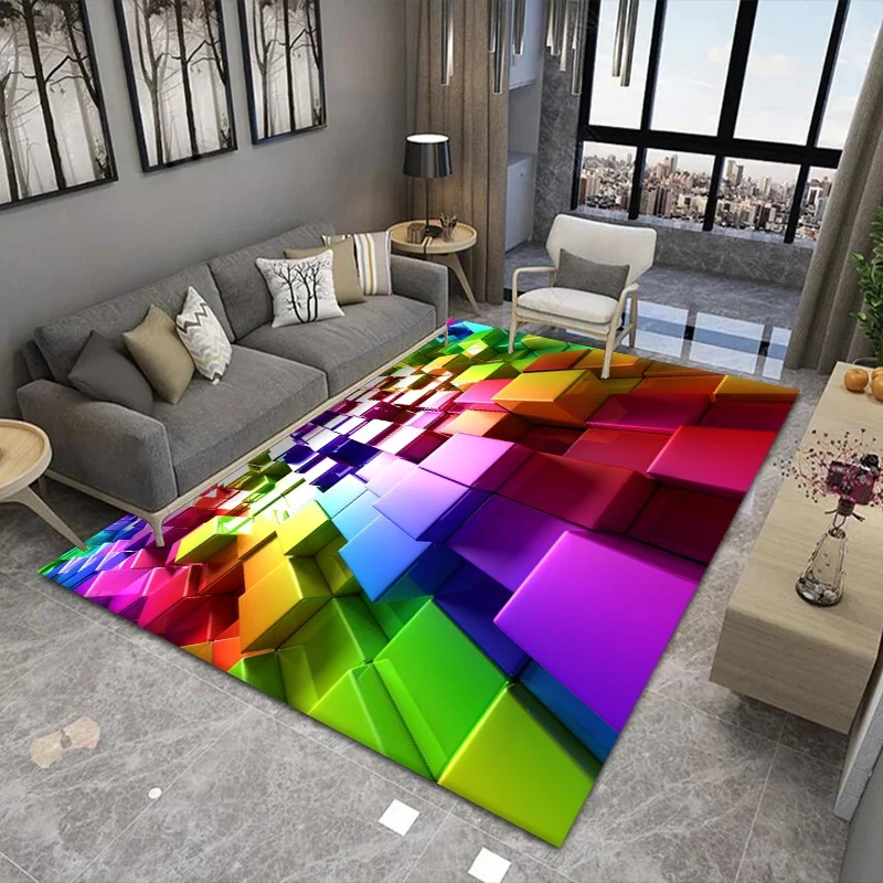 

Nordic 3D Carpet Living Room Geometric Print Bedroom Rug Prayer Mat Dining Room Kitchen Floor Area Rug Entrance Doormat Tatami