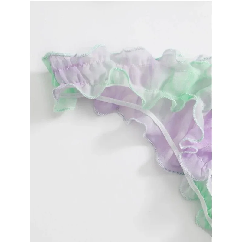 

Sexy Lingerie Sets Chiffon Ruffles Bra & Brief Set Women Intimates Lace Ultrathin Underwear Nightwear Sweet Costume