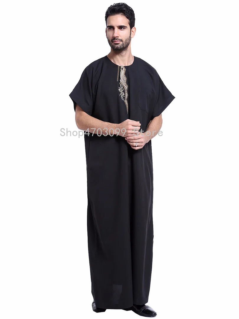Islam jubba thobe for muslim men arab clothing men dubai arabic dress men djellaba homme pakistan black robe djellaba men