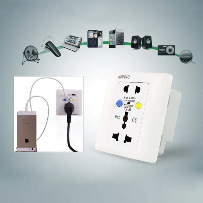 Настенная электрическая розетка с защитой от протечек универсальная стандарта