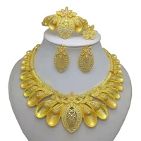 kingdom ma new gold color african necklace earrings bracelet ring sets dubai jewelry sets for women party accessories