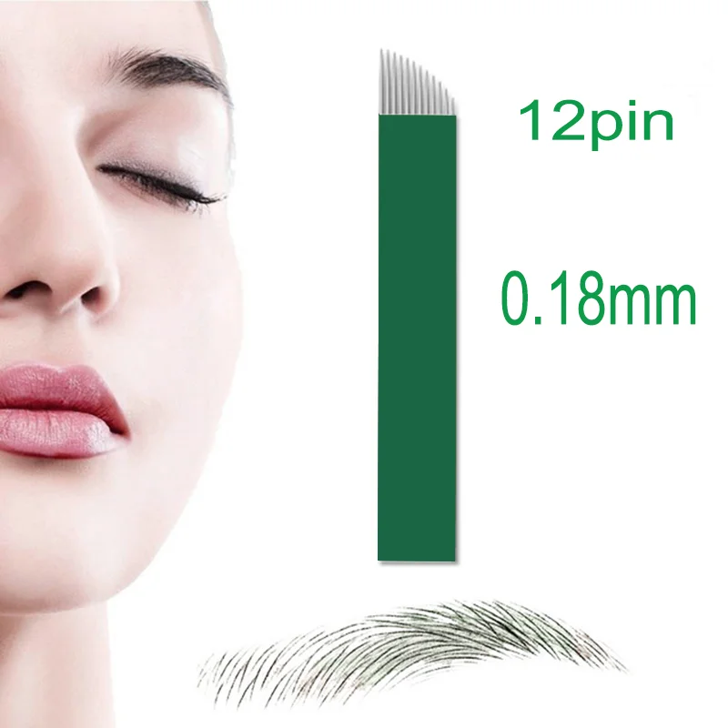 

50pcs Blade Micro Blade Needle Permanent Makeup Eyebrow Tattoo Needle 6 Colors 16pin Oblique Type Girls Profession Accessories